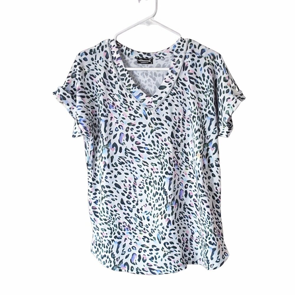 Heimish USA Leopard Print Blouse Size S Lightweight Polyester Top